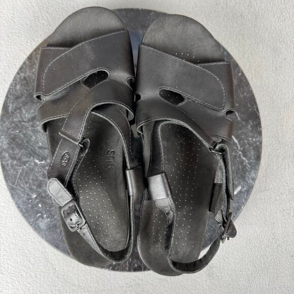 SAS Huggy Cross Strap Sandal Black Leather Comfort Women's Size 9.5N US - Picture 6 of 8